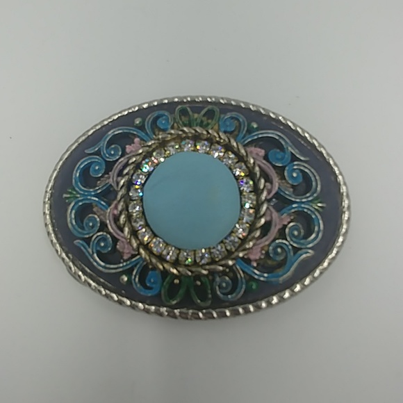 Black Belt Buckle W/ Rhinestone Accent - Picture 1 of 4